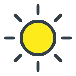Vädersymbol med sol för klart väder