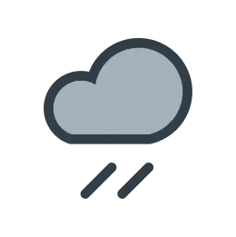 Vädersymbol för regn med moln och två regndroppar