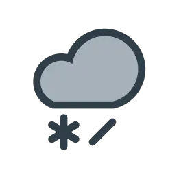 Vädersymbol för lätt snöblandat regn med moln och en snöflingaoch en regndroppe