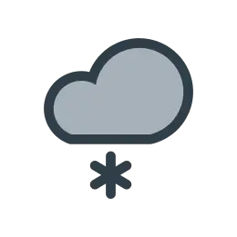 Vädersymbol för lätt snöfall med moln och en snöflinga