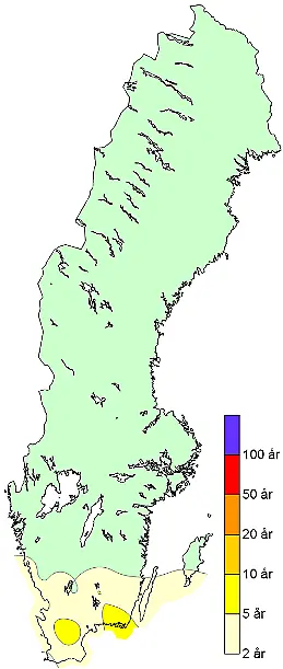 Återkomsttid för byvindar under Laura.