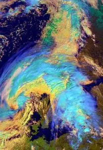 Satellitbild grön snö