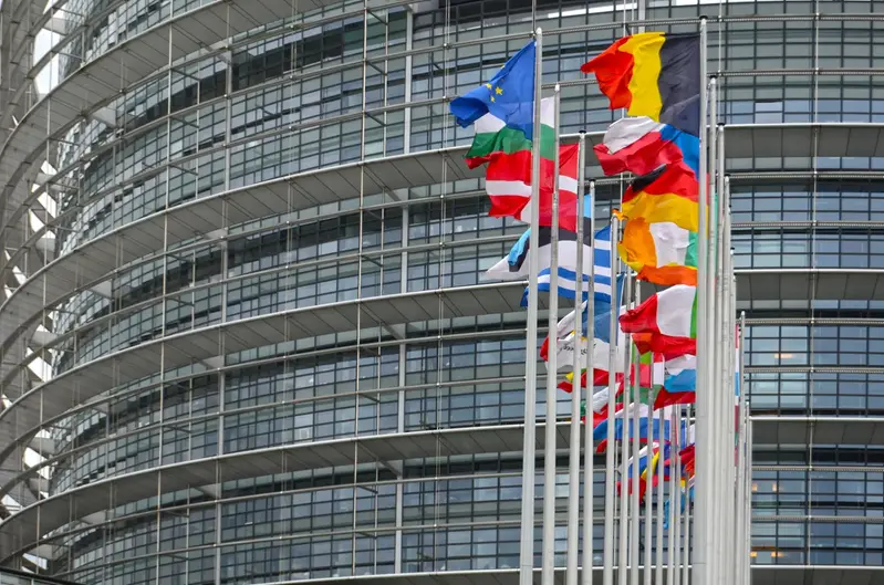 Flaggor framför EU-parlamentet i Strasbourg.