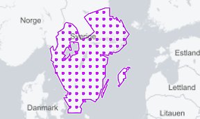 Kartvy över södra och mellersta Sverige, med markerat område där det finns risk för gräsbrand.