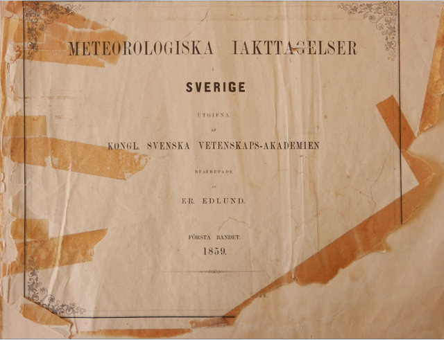 Första årgången av Meteorologiska iakttagelser i Sverige 1859.