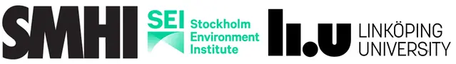 Logotyper för SMHI, SEI och LiU