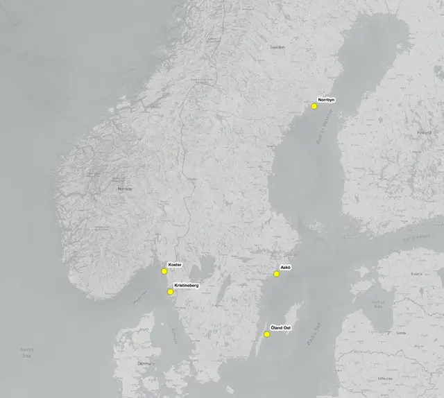Karta som visar alla kustbojars positioner