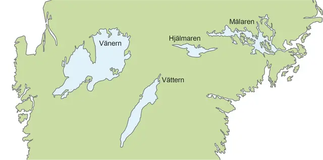 Sveriges fyra största sjöar.