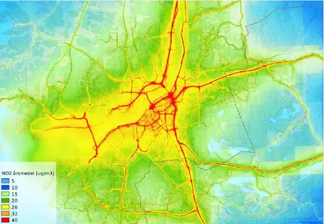 Haltkarta av NO2 över Göteborg