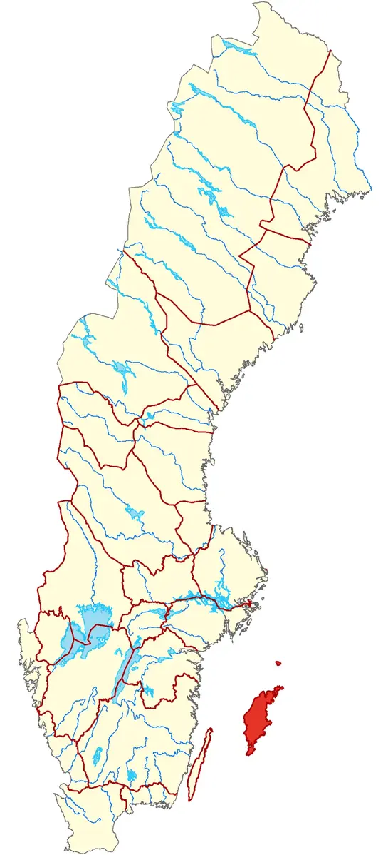 Karta över Sverige där Gotland är markerad