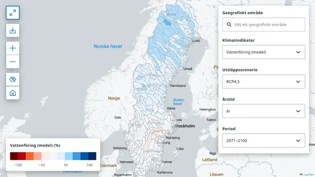 Karta med rött och blått
