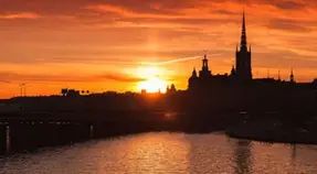 Silhouette of Gamla stan in Stockholm.