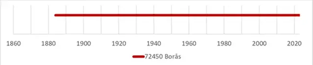 Bilden visar en tidslinje för Borås som är en enkel stationsserie.